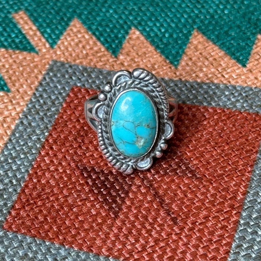 Turquoise Silver vintage native Ring